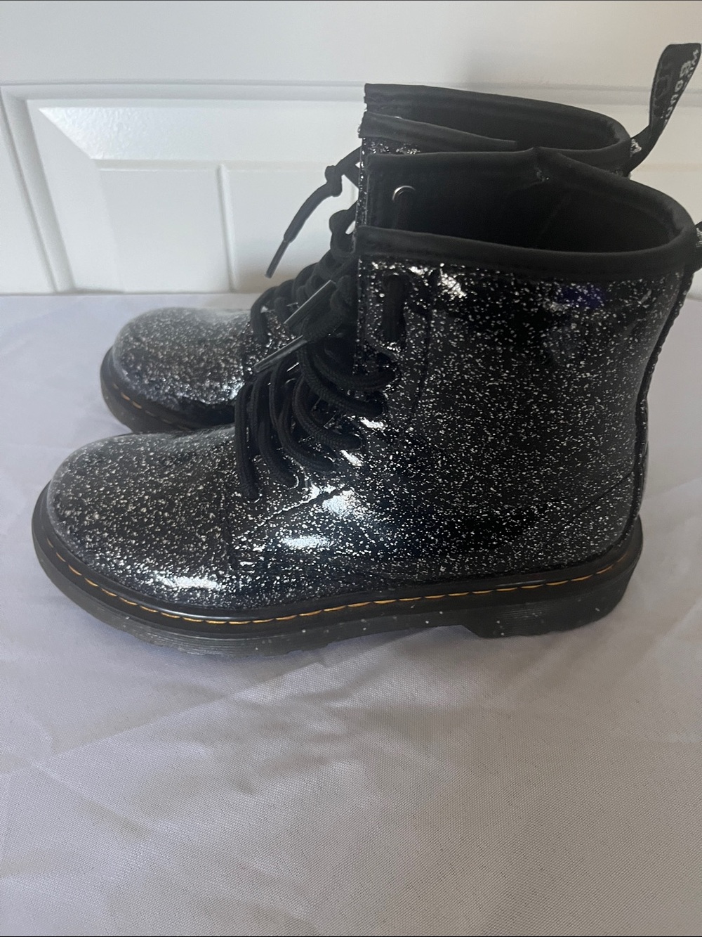 Dr. Martens Black Sparkle Lace-Up Boots